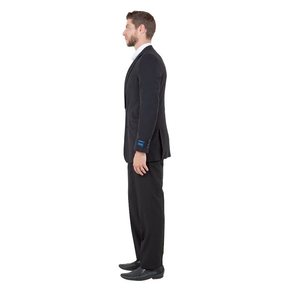 Mens 2-Piece 100% Wool Suit, Black - Picture 2 of 10